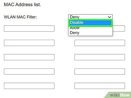 Schakel MAC-filtering uit Stap 9