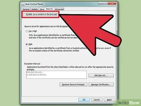 Disable Java Step 4