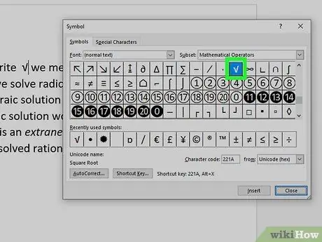 Digite Square Root no PC ou Mac Etapa 8