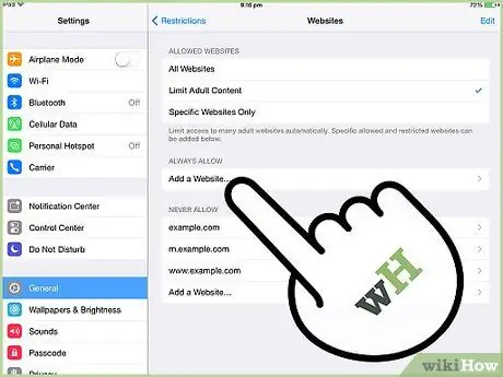 Blockera webbplatser på en iPad Steg 15