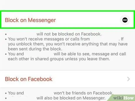 A Messenger névjegyek törlése iPhone vagy iPad készüléken 5. lépés