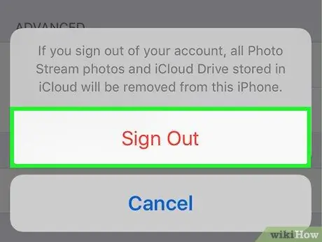 Излезте от iCloud на iPhone или iPad Стъпка 12