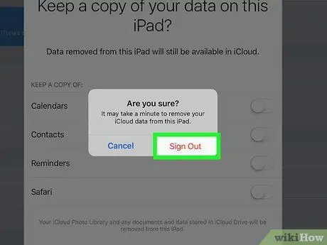 Saia do iCloud no iPhone ou iPad Etapa 8