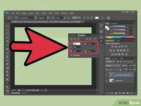 დაასაბუთეთ ტექსტი Photoshop– ში ნაბიჯი 2