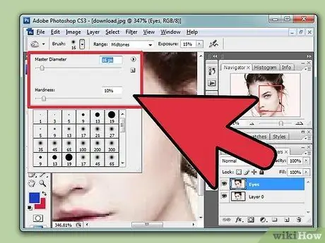 Photoshop дээр 14 -р алхам дээр нүдийг поп болгох