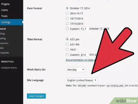 Cambiar el idioma predeterminado en WordPress Paso 6