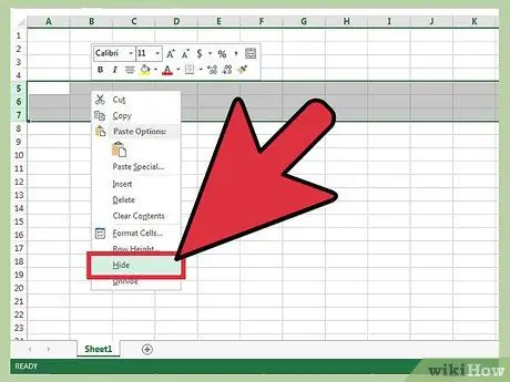 Amaga les files a Excel Pas 2