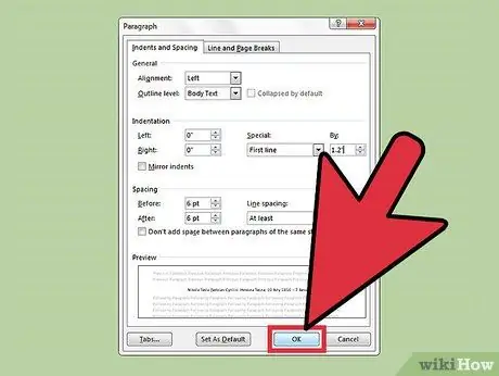 Mettre en retrait la première ligne de chaque paragraphe dans Microsoft Word Étape 5