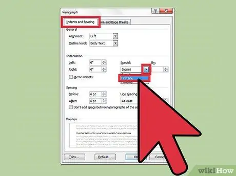 Indentați prima linie a fiecărui paragraf în Microsoft Word Pasul 8