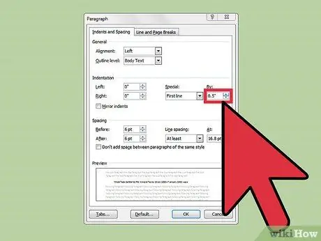 Druk die eerste reël van elke paragraaf in Microsoft Word Stap 9 in