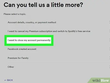 Elimina il tuo account Spotify Passaggio 10