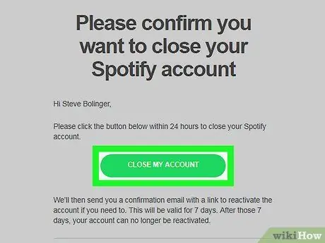 Spotify konto kustutamine 18. samm