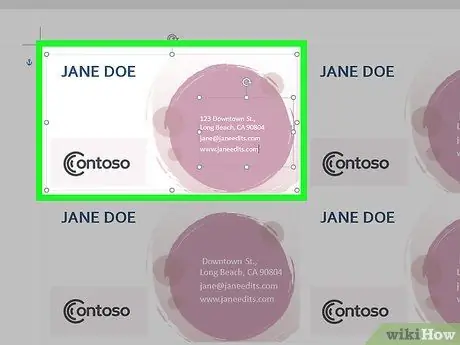 Créer des cartes de visite dans Microsoft Word Étape 4