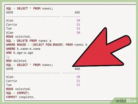 Oracle 13 -те қайталанатын жазбаларды жою