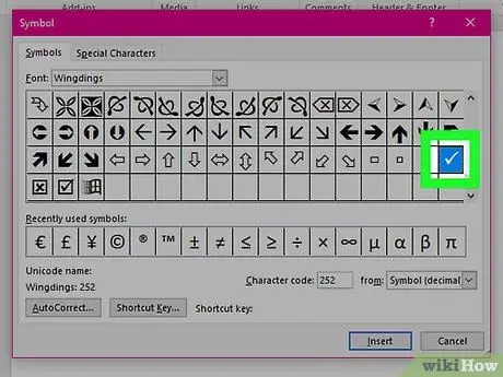 Legg til en hake i et Word -dokument Trinn 6