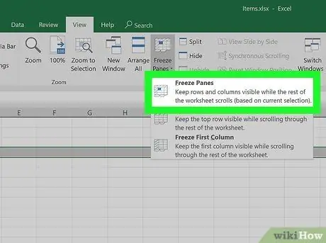 Excel Adım 8'de Hücreleri Dondurun