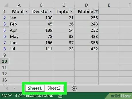 Wis filters in Excel Stap 2