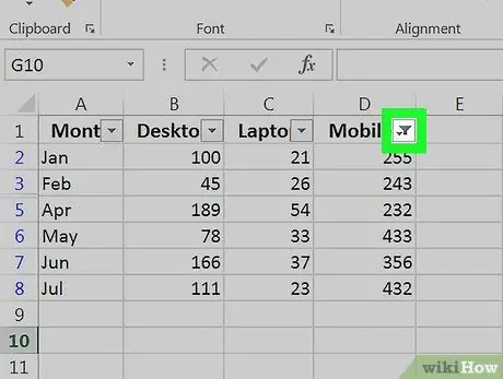 Esborreu els filtres a Excel Pas 3