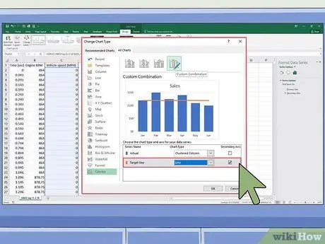 Krok 10, přidejte druhou osu Y do grafu v aplikaci Microsoft Excel