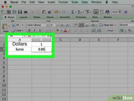 Lag en valutaomregner med Microsoft Excel Trinn 4