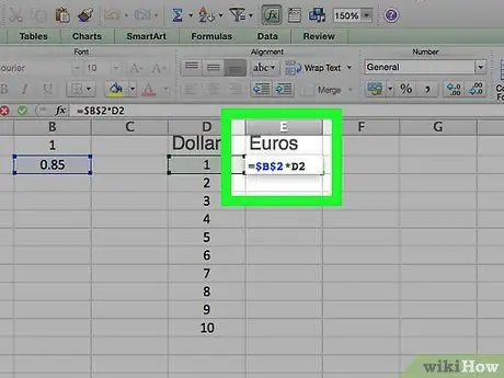 Maak een valuta-omzetter met Microsoft Excel Stap 8