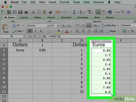 Izradite pretvarač valuta pomoću programa Microsoft Excel Korak 9