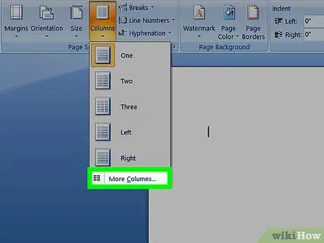 Microsoft Word Adım 10'da Sütun Ekleme