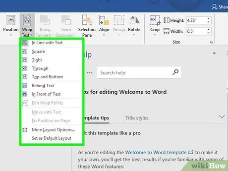 Avvolgi il testo in Word Passaggio 10