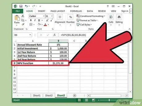 Aprēķiniet Npv programmā Excel 9. darbība