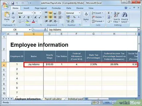 قم بإعداد كشوف المرتبات في Excel الخطوة 4