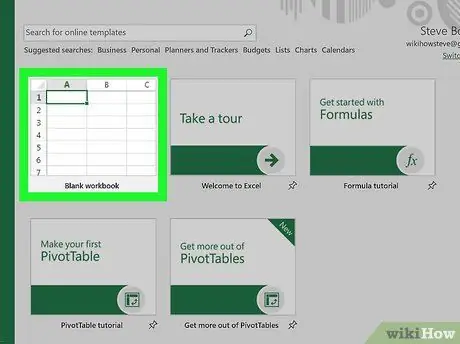 قم بعمل جدول بيانات في Excel الخطوة 2