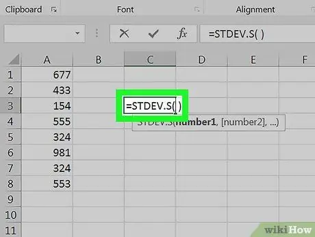 Excel -də standart sapmanı hesablayın Adım 5