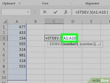 Beregn standardavvik i Excel Trinn 6