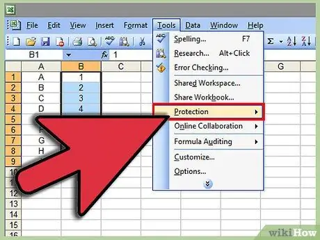 Užrakinti langelius „Excel“21 veiksme