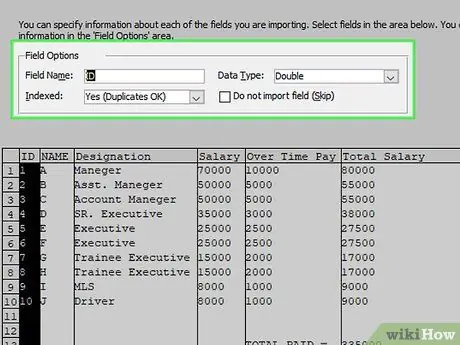 Sukurkite duomenų bazę iš „Excel“skaičiuoklės 17 veiksmas