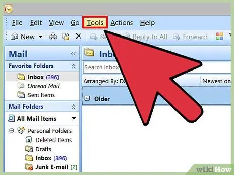 Etapa 1 para alterar a senha do Microsoft Outlook