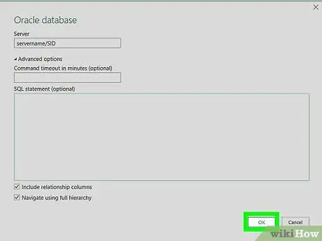 Connecter Excel à une base de données Oracle Étape 8