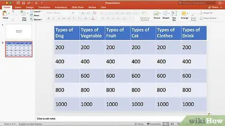 Feu un joc Jeopardy al pas 10 de PowerPoint