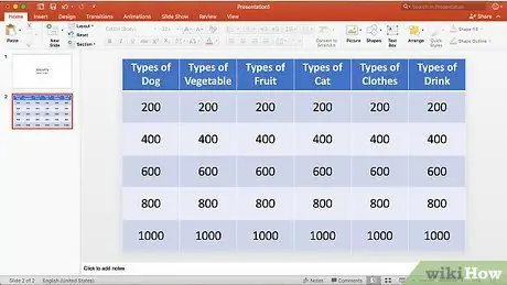 اصنع لعبة Jeopardy على PowerPoint الخطوة 11