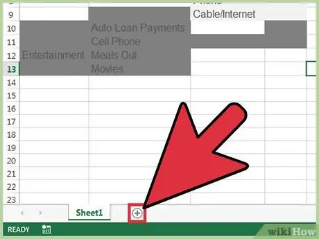 Új lap hozzáadása az Excel programban 2. lépés