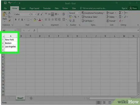 Cree una lista desplegable en Excel Paso 2