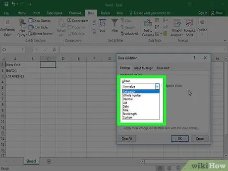 Excel -də açılan siyahı yaradın Addım 6