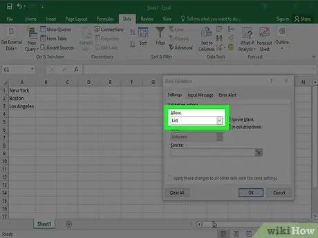 Crie uma lista suspensa no Excel, etapa 7