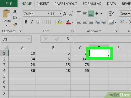 Atņemiet programmā Excel 4. darbība