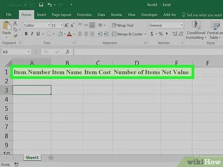 Create an Inventory List in Excel Step 11