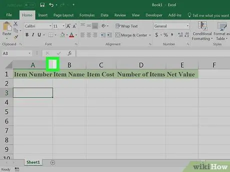 Crea un elenco di inventario in Excel Passaggio 12