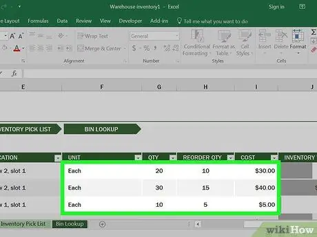 Excel Adım 7'de Envanter Listesi Oluşturun