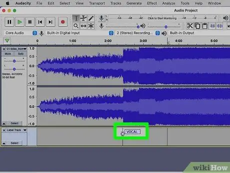 Afegiu marcadors de seguiment al pas 5 d'Audacity