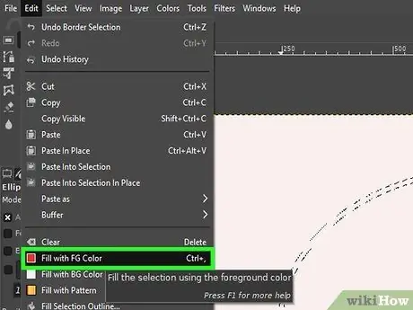 Dibuixa un cercle al pas 17 de Gimp