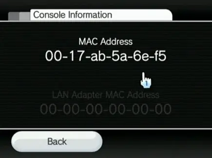 Adresa MAC Wii